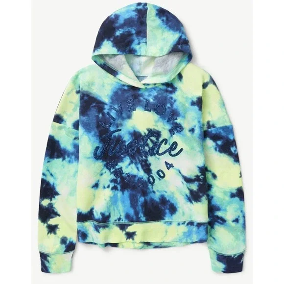 Justice Girls Fleece Hoodie Sweatshirt-Seafoam Mint-Small (7/8) -NWT - Picture 1 of 7